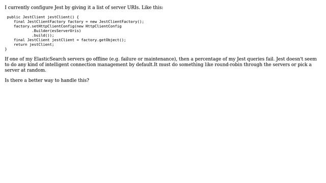 How can I make Jest handle an ElasticSearch server being unavailable? смотреть онлайн