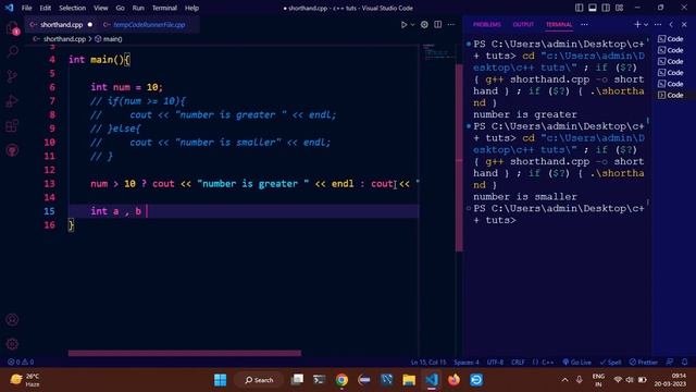 Short hand If else in C++ смотреть онлайн