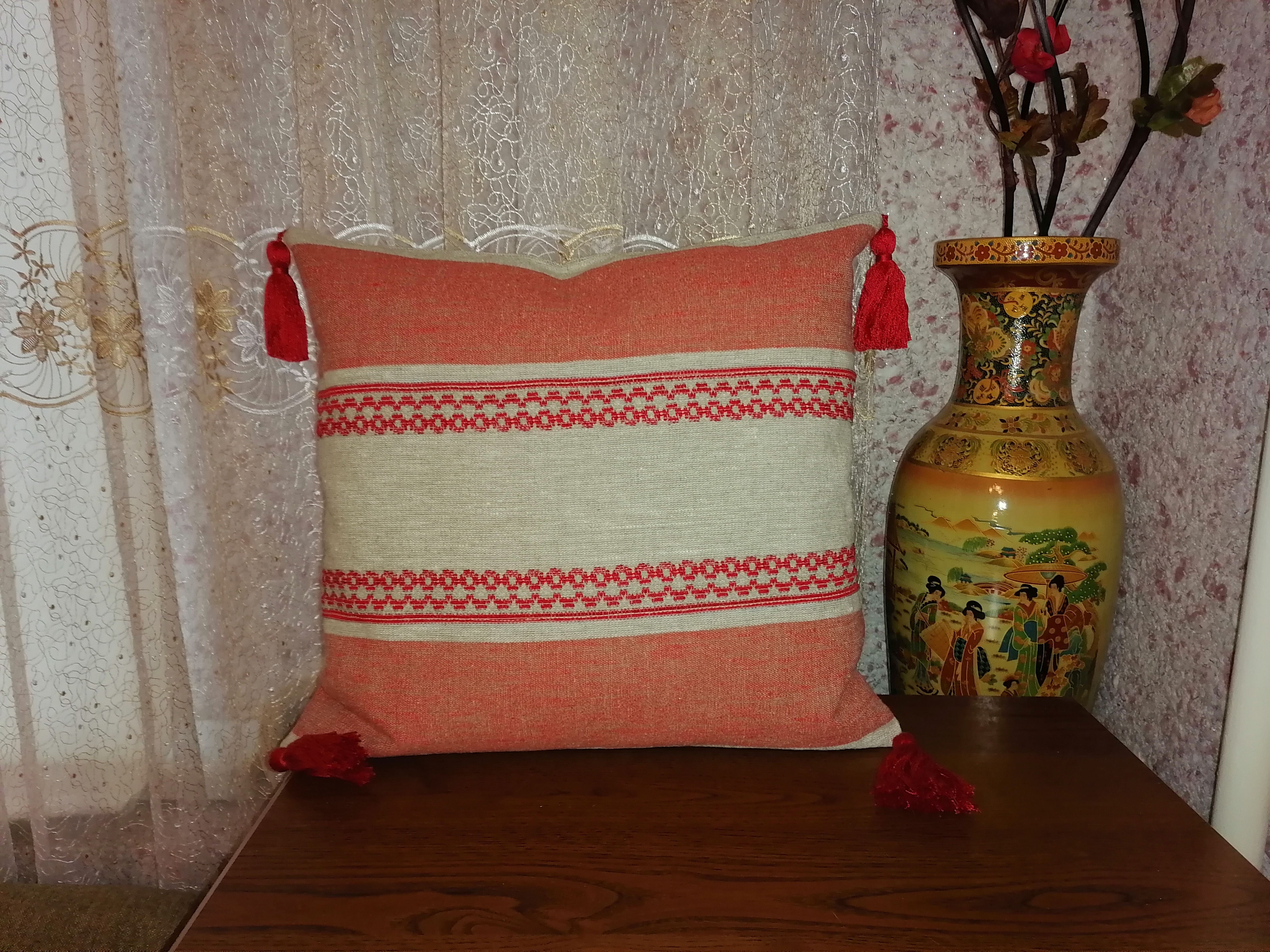 Льняная наволочка в стиле Бохо. смотреть онлайн