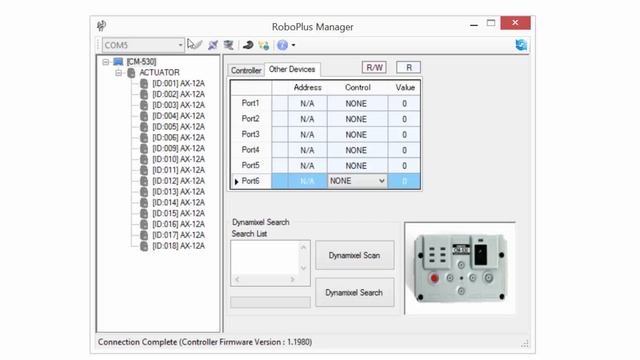 Урок 9. RoboPlus Manager. Контроллер CM-530