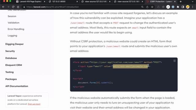 Laravel fix for 419 Page Expired - CSRF Tokens смотреть онлайн