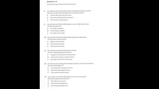 B1 PRELIMINARY Test #2 Listening Practice with answers смотреть онлайн