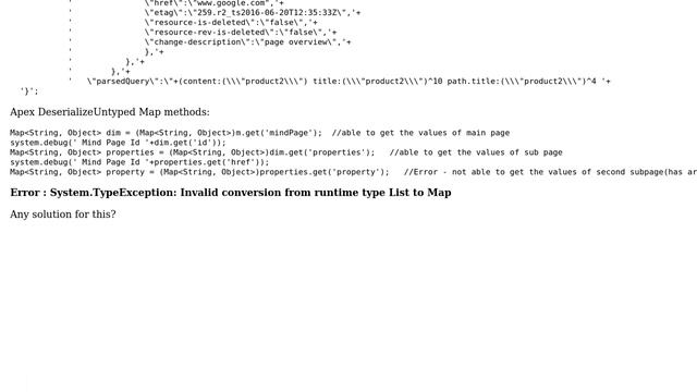 JSON DeserializeUntyped Error Invalid conversion from runtime type List＜ANY＞ to Map＜String,ANY＞ смотреть онлайн