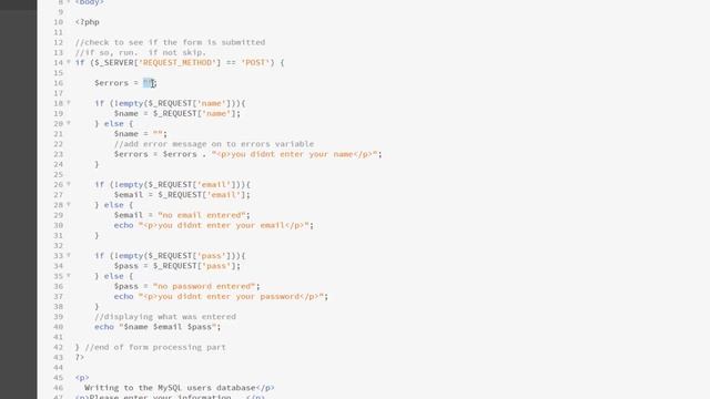 Write to a MySQL Table using a PHP form, Part 2: Collecting Form Errors смотреть онлайн