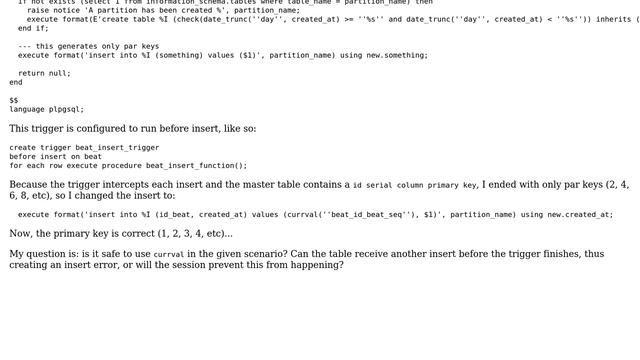 Databases: Partition trigger and serial column concurrence смотреть онлайн