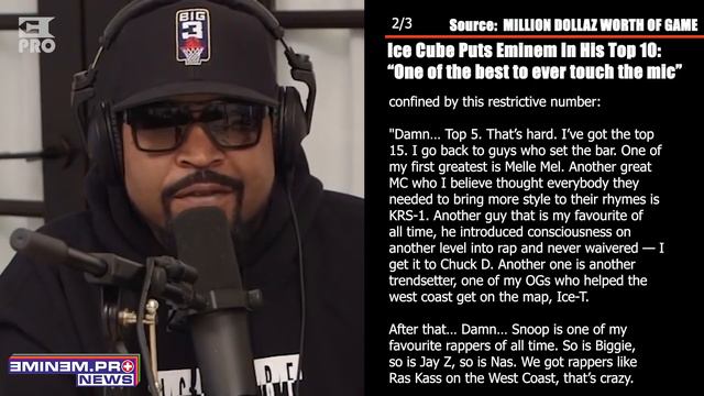 Ice Cube Puts Eminem In His Top 10: “One of the best to ever touch the mic” смотреть онлайн
