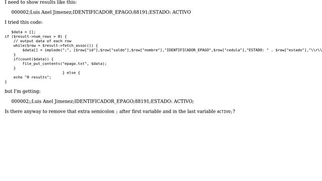 PHP output to semicolon смотреть онлайн
