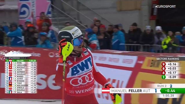 Manuel FELLER - Winner - Slalom (Run 2) - Wengen SUI - 2024 смотреть онлайн