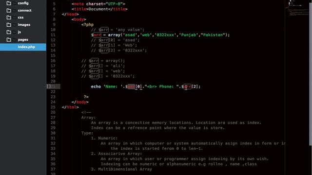 how to use arrays numeric , associative , Multidimensional using php смотреть онлайн