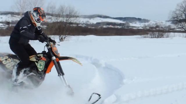 Snowbike сноубайк гусеница для мотоцикла , ктм 250 , зима 2018 смотреть онлайн