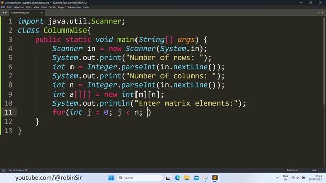 Fill Matrix Column-wise in Java смотреть онлайн