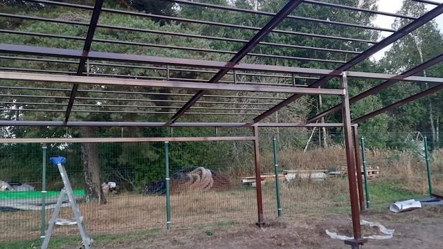 Навес из профлиста двухскатный смотреть онлайн