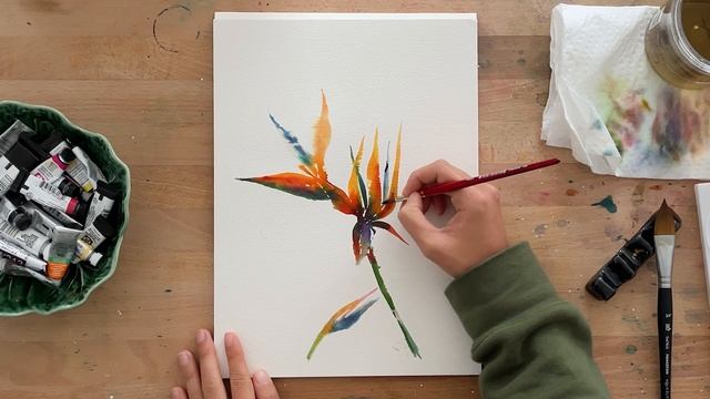 ? WATERCOLOR Birds of Paradise Demo - ? Using Watercolor Inks for Vibrant Loose Florals смотреть онлайн