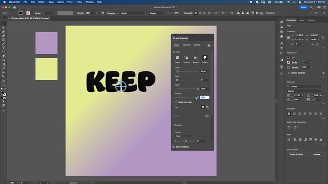 Creating a 3D Text Effect using Adobe Illustrator смотреть онлайн