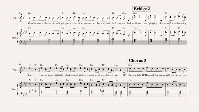 Clarinet - Hanukkah O Hanukkah - Hanukkah Song - Sheet Music, Chords, & Vocals смотреть онлайн