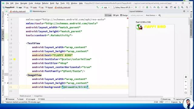 Create flappy bird clone in Android Studio Using Java part 1 смотреть онлайн