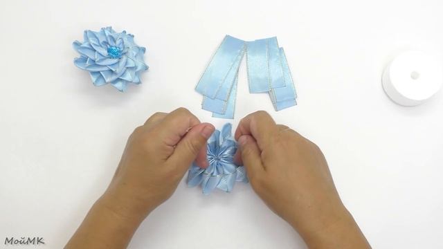 Пышный бант канзаши | Kanzashi bow tutorial DIY смотреть онлайн