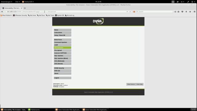 DVWA - file inclusion low, medium and high смотреть онлайн