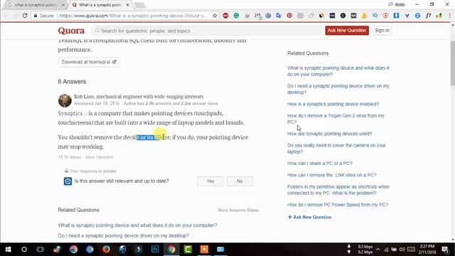WHAT IS A SYNAPTICS POINTING DEVICE DRIVER ? SHOULD YOU REMOVE IT FROM YOUR PC? смотреть онлайн