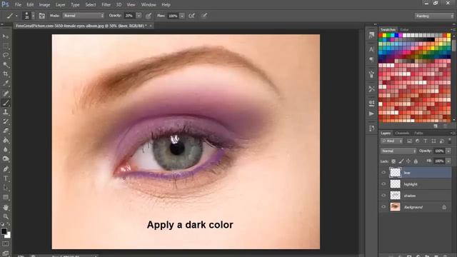 How to apply Realistic Eye Makeup in Photoshop смотреть онлайн