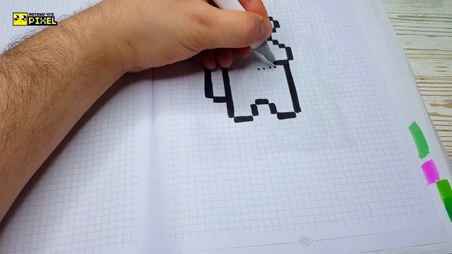 AMONG US • МИРНЫЙ В ШЛЯПЕ PIXEL ART - РИСУНКИ ПО КЛЕТОЧКАМ DRAW смотреть онлайн