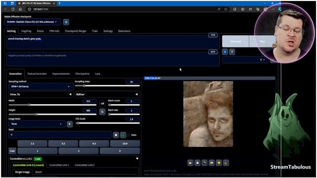 How to turn a Photo Image into a sketch in Automatic 11 Stable diffusion смотреть онлайн