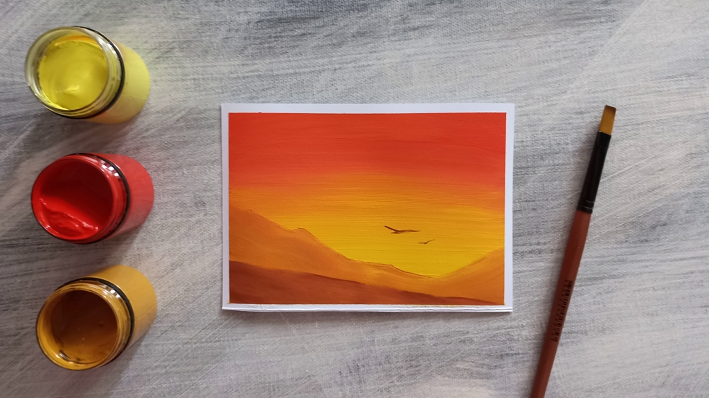 Теплый вечер в горах. Урок по рисованию гуашью смотреть онлайн