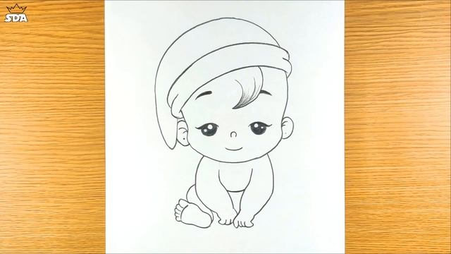 Pencil drawing of cute baby with butterfly | baby drawing | butterfly drawing смотреть онлайн