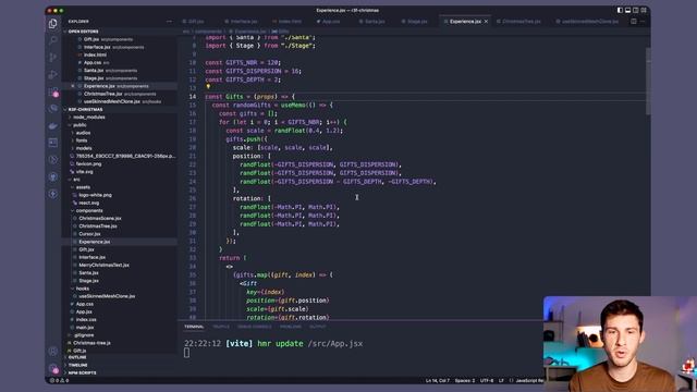 React Three Fiber tutorial - 3D animated Christmas Experience смотреть онлайн