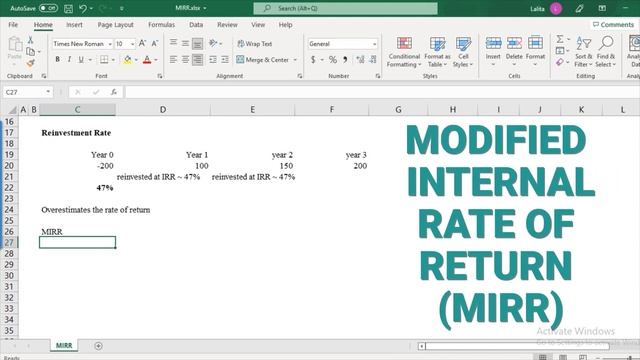 Modified Internal Rate of Return (MIRR) - Basics, Formula, Calculations in Excel (Step by Step) смотреть онлайн