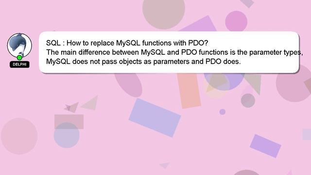 SQL : How to replace MySQL functions with PDO? смотреть онлайн
