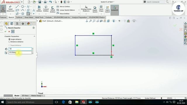 SKETCH = FILLET & CHAMFER|| solidworks tutorial || AutoCad Tutorial || TEACHME CAD смотреть онлайн
