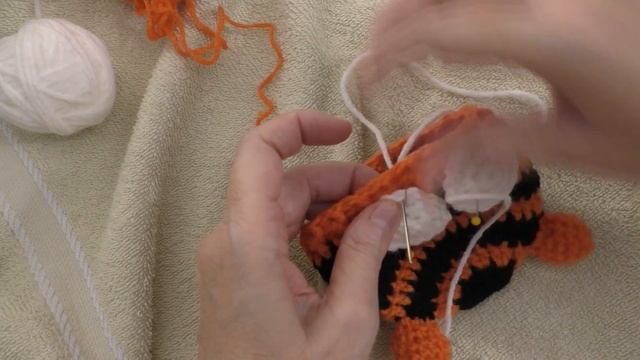 How To Crochet Tiger Preemie Hat Part 3 (Right Handed)