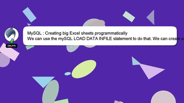 MySQL : Creating big Excel sheets programmatically смотреть онлайн