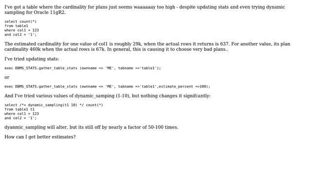 Cardinality is so far off from reality смотреть онлайн