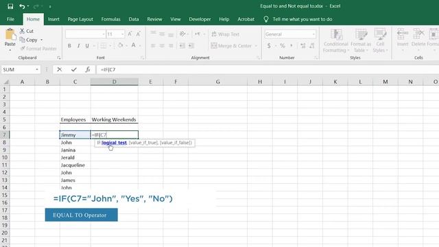 Logical Operators in Excel: Equal To / Not Equal To | Comparison Operators in the IF Function смотреть онлайн