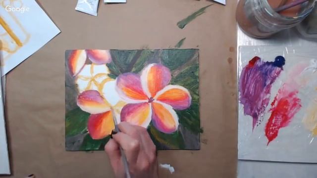 Как поэтапно нарисовать цветок ПЛЮМЕРИЯ | Полный пошаговый урок по рисованию акрилом смотреть онлайн