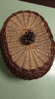 ХЛЕБНИЦА с объёмной загибкой из бумажной лозы  2часть