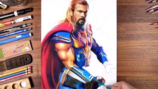 Drawing Thor Odinson using colored pencils | drawholic смотреть онлайн