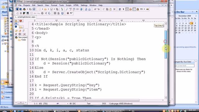 scripting dictionary in XAMPP ASP NET