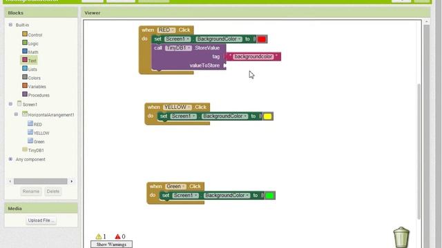 App Inventor 2 Tutorial: Hintergrundfarben Spichern Und Laden Mit TinyDB Dem Lokalem Speicherplatz