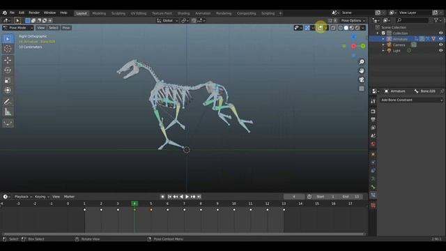 BLENDER 2.90 Анимация скелета лошади ГОЛОП смотреть онлайн
