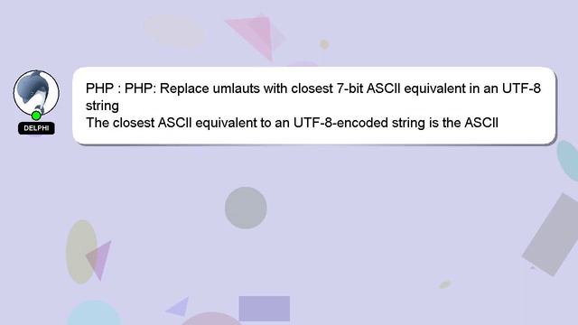 PHP : PHP: Replace umlauts with closest 7-bit ASCII equivalent in an UTF-8 string смотреть онлайн