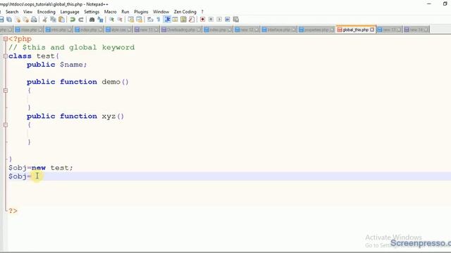diffrence between $this and global keywords in oops concept in php hindi part 3 смотреть онлайн