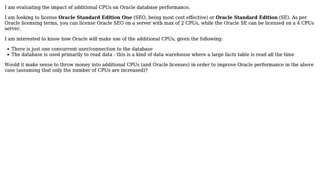 How does Oracle Database Standard Edition (One) benefit from running on a dual CPU server? смотреть онлайн
