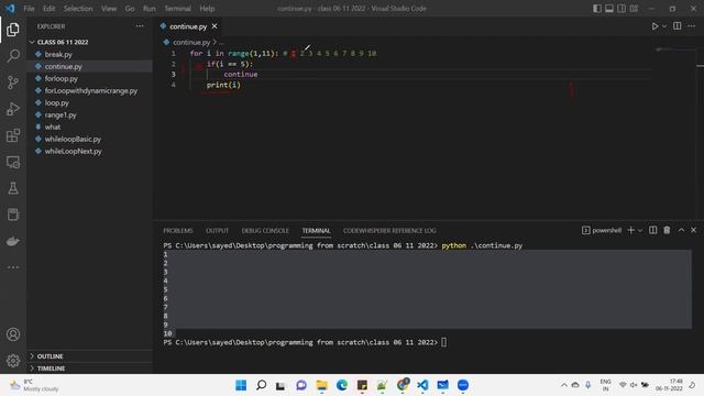 17 continue statement | python loop continue смотреть онлайн