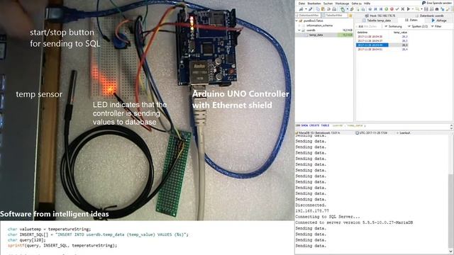 Arduino UNO with Ethernet shield SQL temperature logger смотреть онлайн