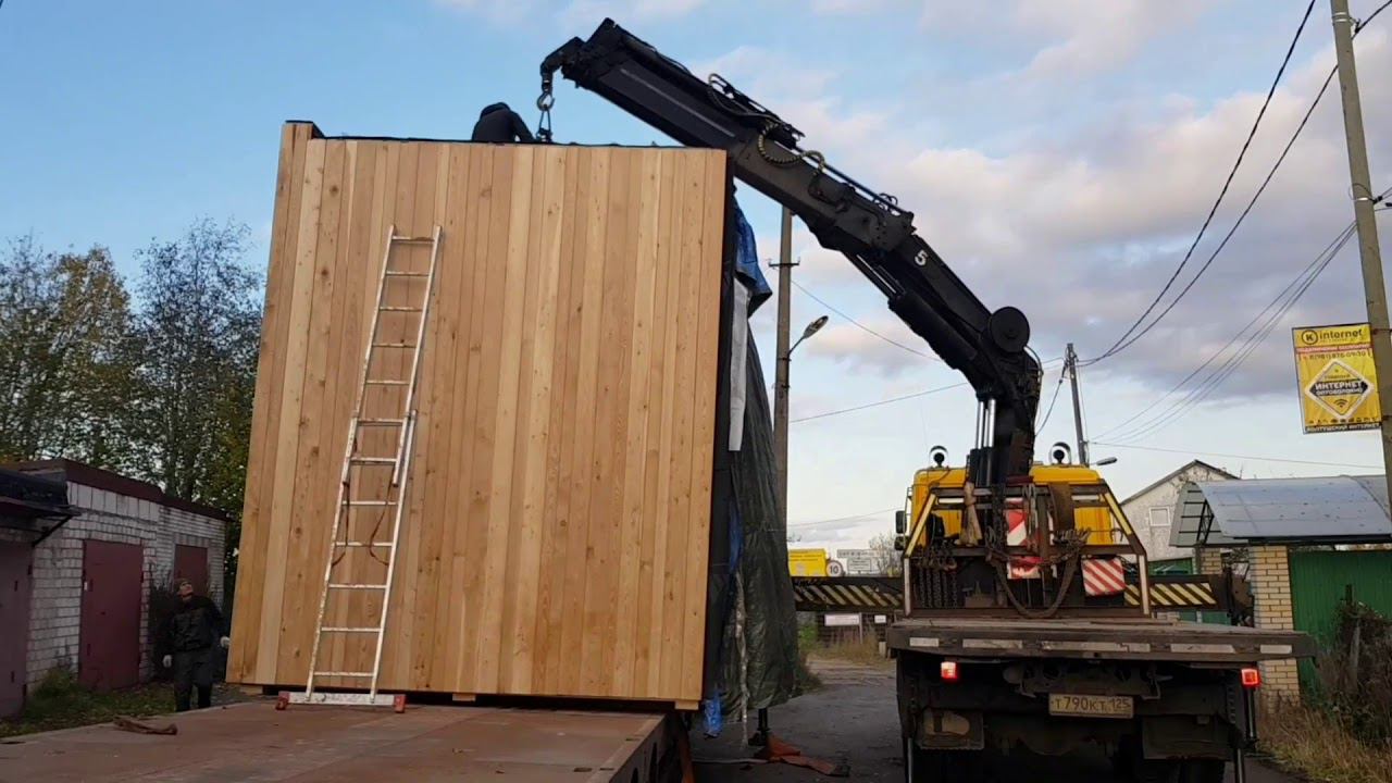 Работа на большом манипуляторе.Модульный дом с плоской крышей.Монтаж смотреть онлайн