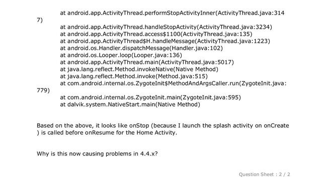 Android : Android 4.4.2 - java.lang.RuntimeException: Performing stop of activity that is not resum смотреть онлайн