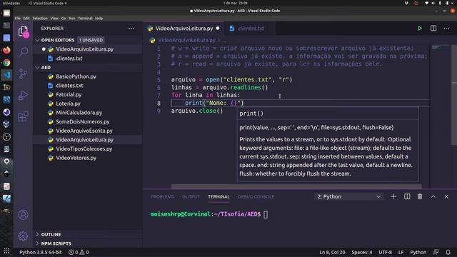 AED#13 Python - Aplicações e Operações de Escrita e Leitura em Arquivos смотреть онлайн